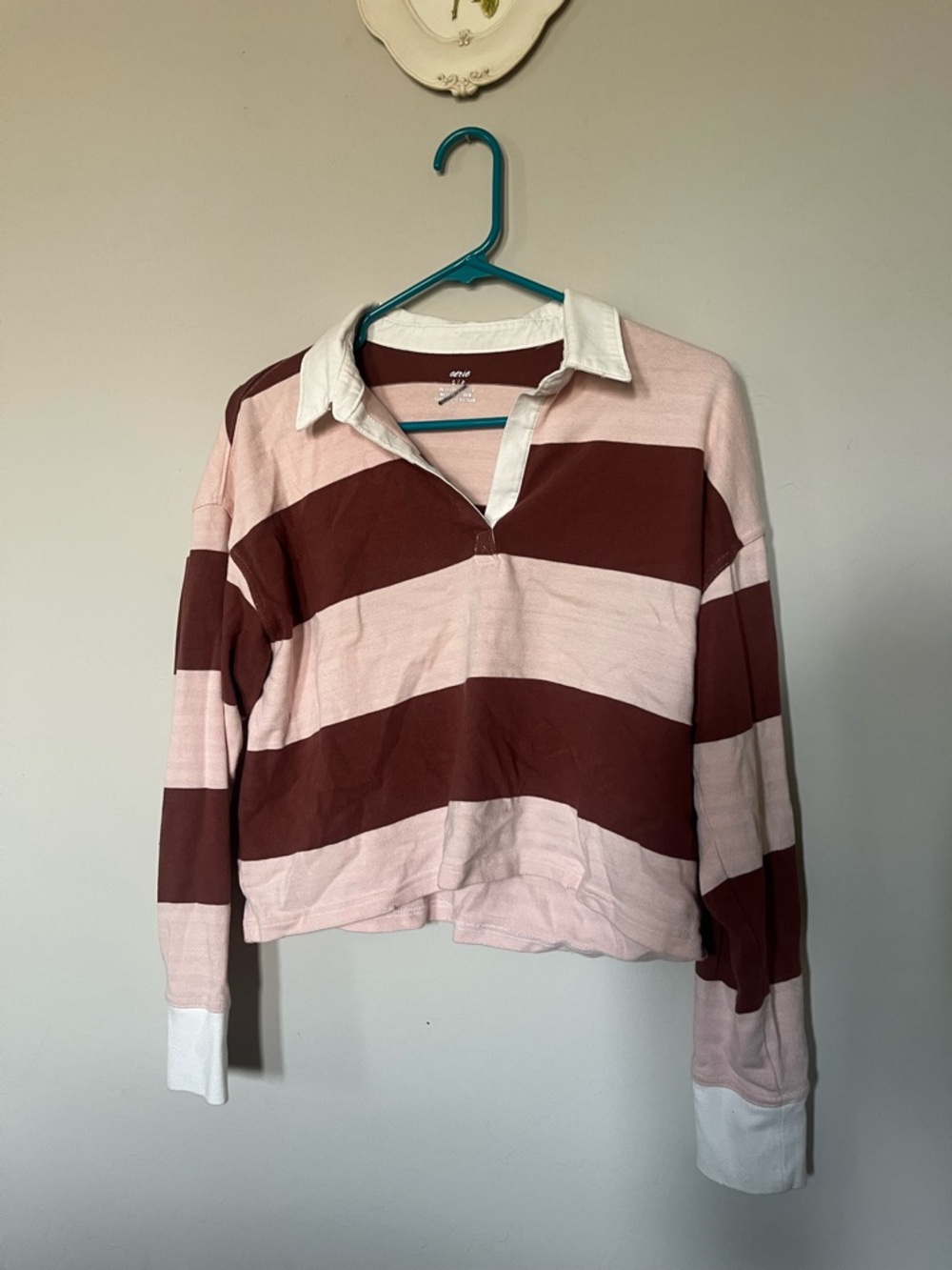 Aerie Long Sleeve Cropped Polo